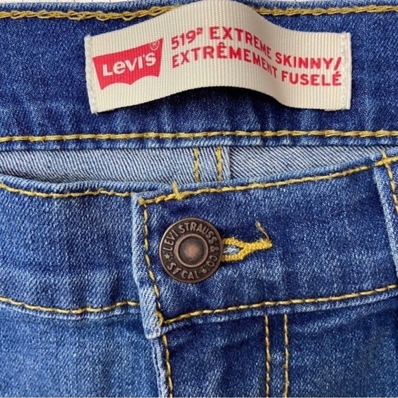 LEVIS 519 Extreme skinny high rise waist blue stretch size 28 or 16 teenager - Picture 4 of 12